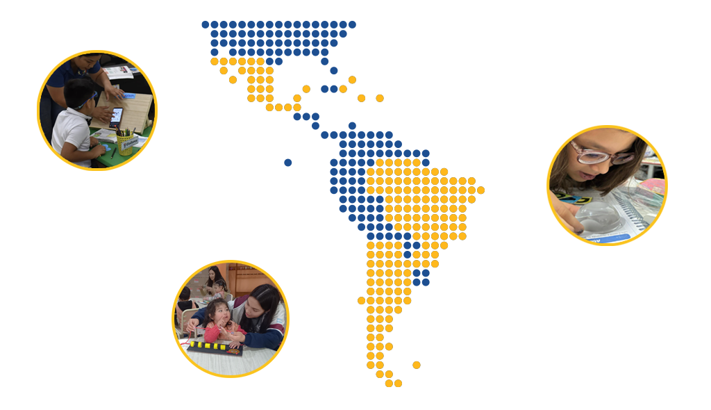 Mapa de América Latina en el que se destacan los países de Argaentina, Brasil y México con diferente color